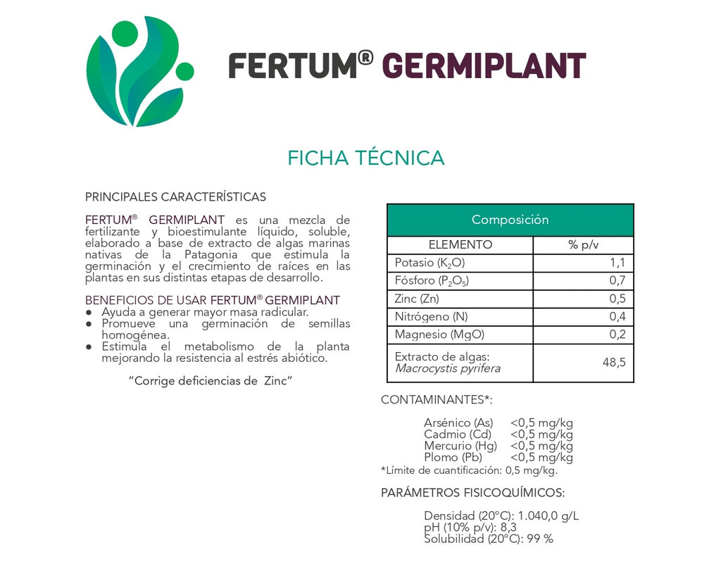 Fertilizante Fertum Germiplant Con Algas 1 Litro Concentrado