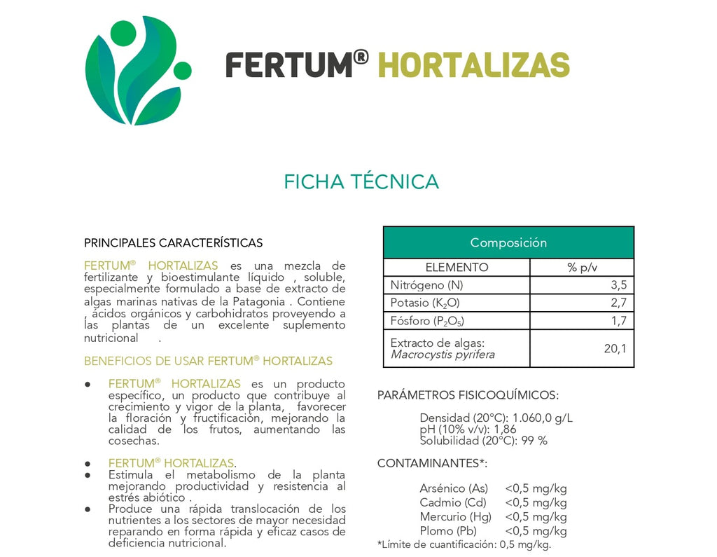 Fertilizante Fertum Hortalizas Con Algas 1 Litro