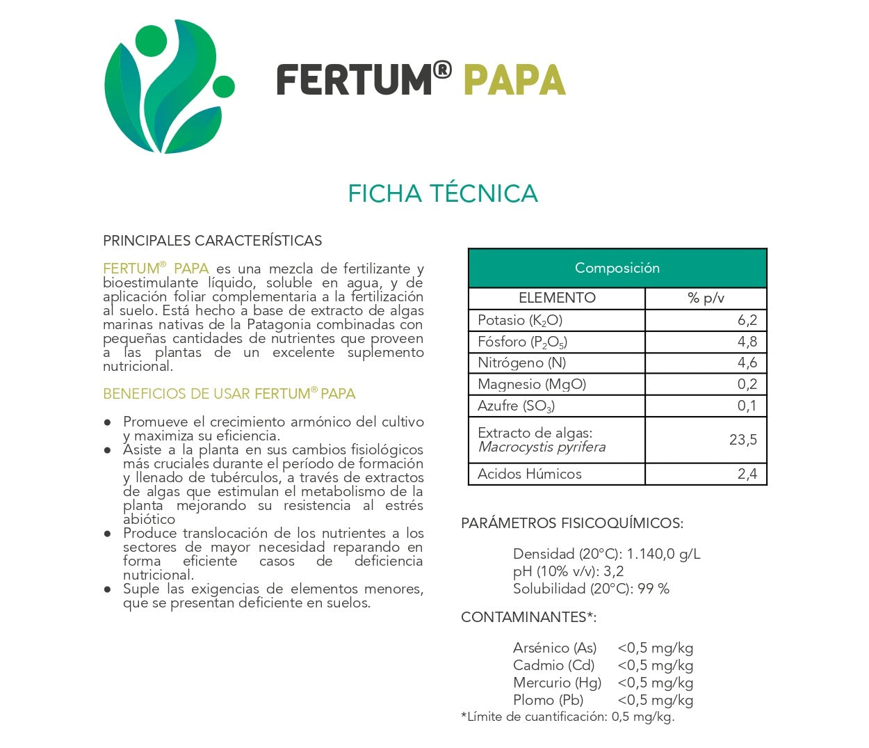Fertilizante Fertum Papa Con Algas 1 Litro Concentrado