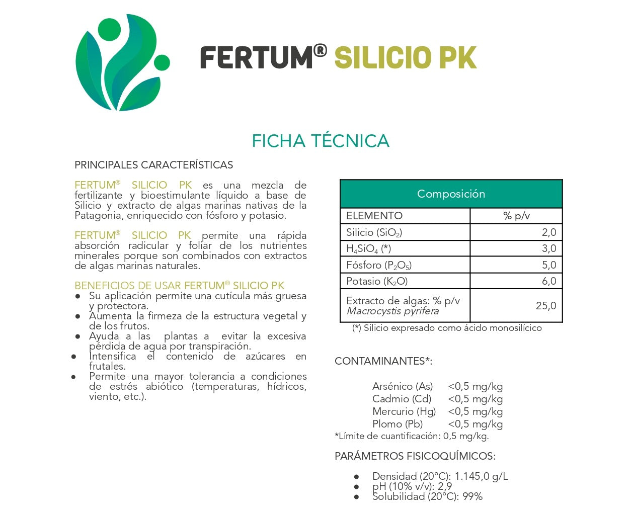 Fertilizante Fertum Silicio PK Con Algas 1 Litro
