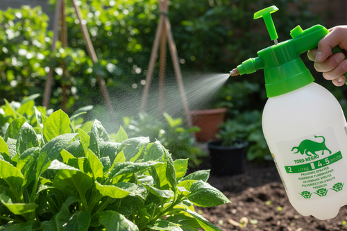 Pulverizador 2 Litros en uso - Rociando plantas